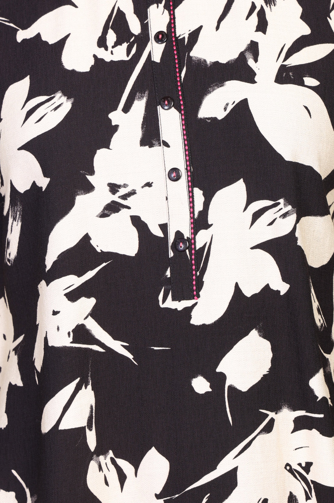Black Floral Printed Rayon Straight Kurti