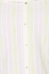 Off White Striped Lace Pure Cotton Straight Kurti