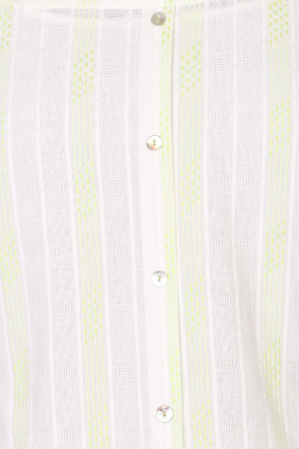 Off White Striped Lace Pure Cotton Straight Kurti