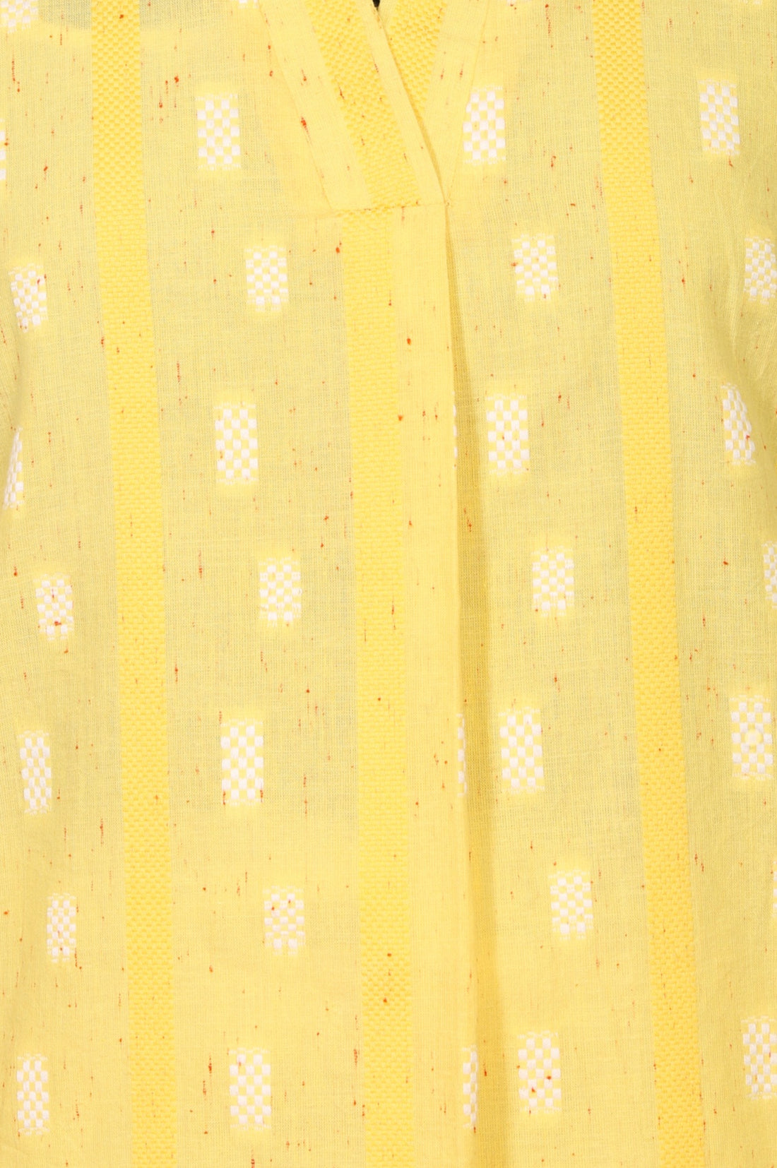Yellow Yarn Dyed Cotton Blend Straight Top