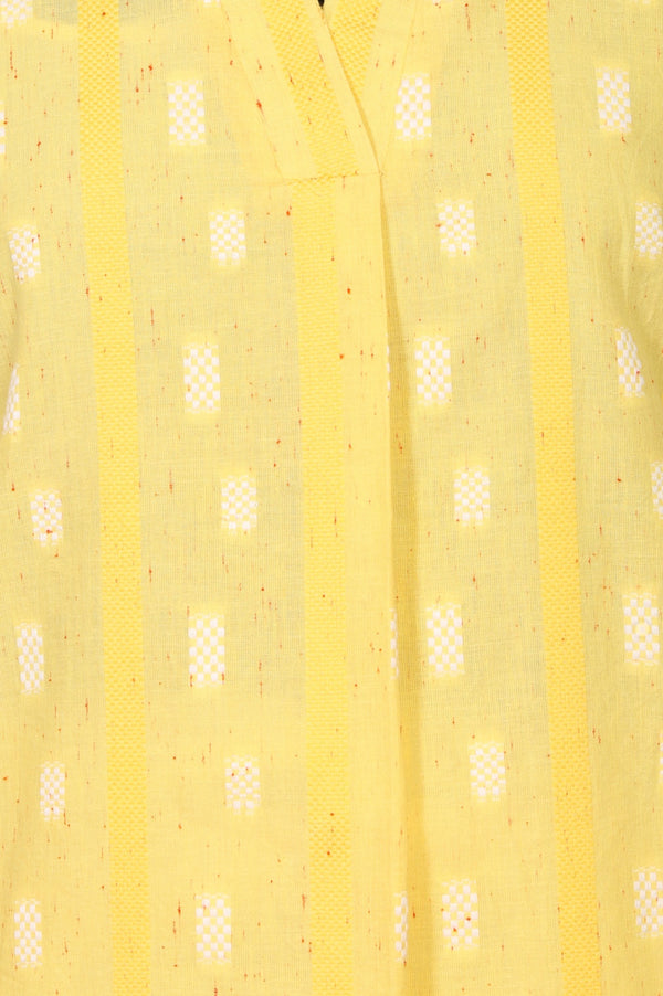 Yellow Yarn Dyed Cotton Blend Straight Top