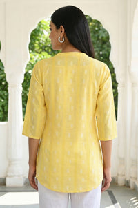 Yellow Yarn Dyed Cotton Blend Straight Top