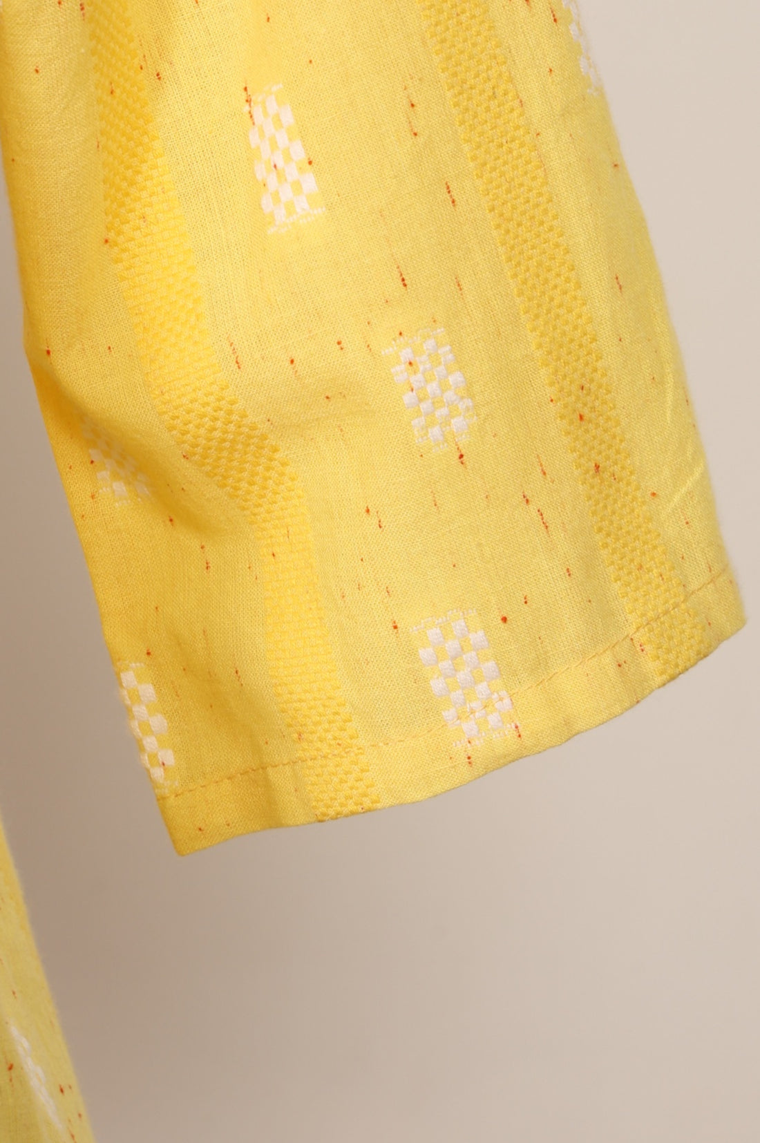 Yellow Yarn Dyed Cotton Blend Straight Top