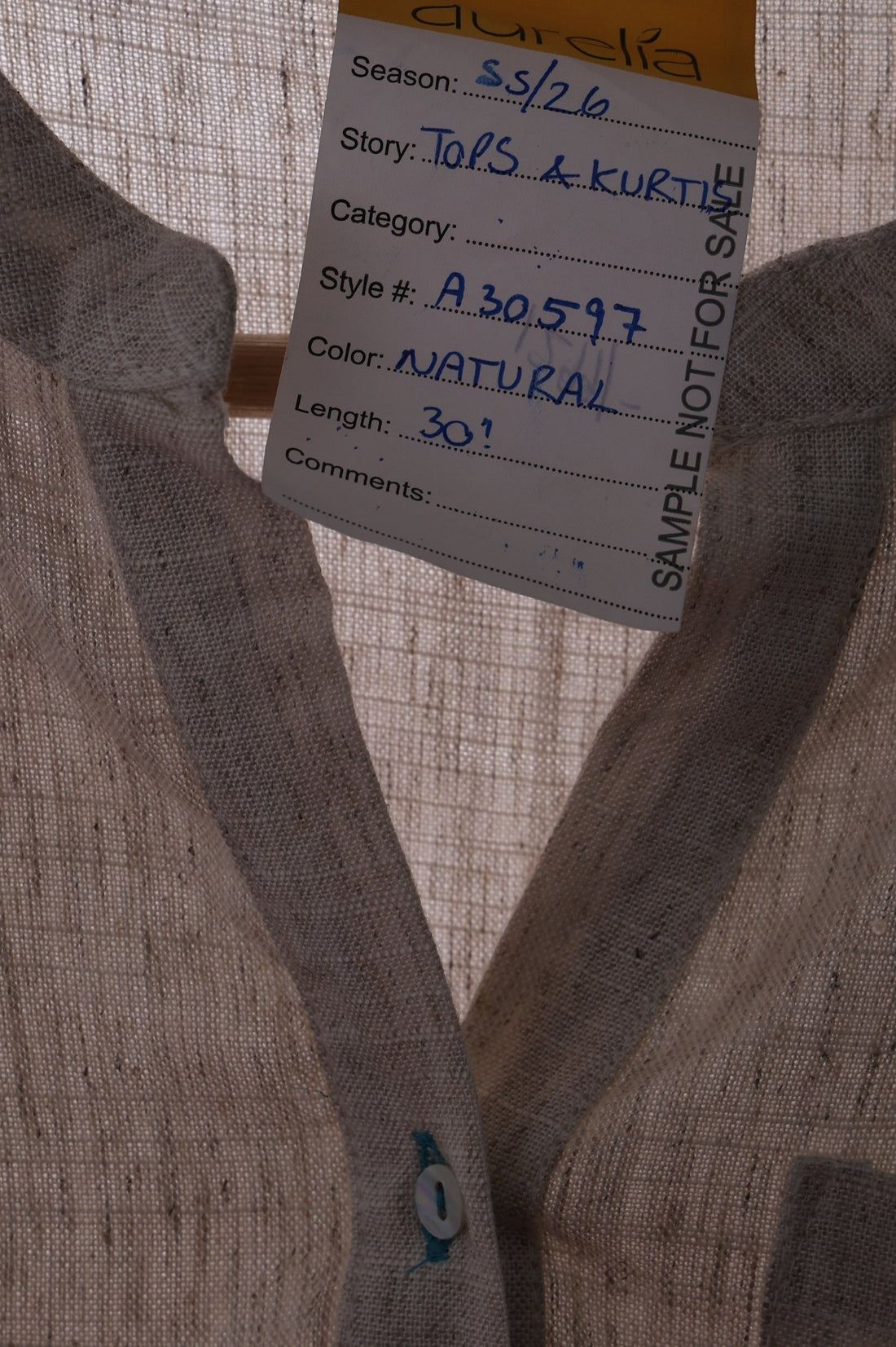 Beige Solid Buttons Straight Kurti