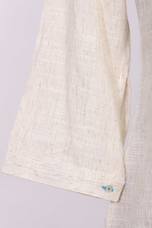 Beige Solid Buttons Straight Kurti