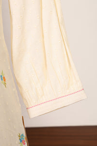 Beige Thread Embroidered Pure Cotton Straight Kurti