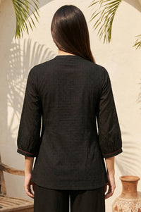 Black Thread Embroidered Pure Cotton Straight Kurti