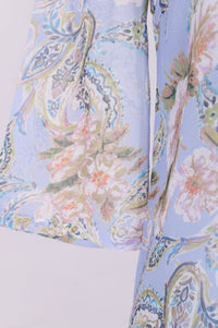 Blue Floral Printed Tassel Straight Kurti