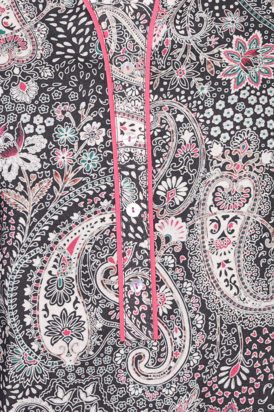 Black Paisley Printed Rayon Straight Short Kurti