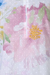 White Lace Floral Printed Pure Cotton Straight Kurti