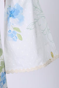White Lace Floral Printed Pure Cotton Straight Kurti