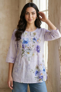 Lavender Floral Printed Straight Top