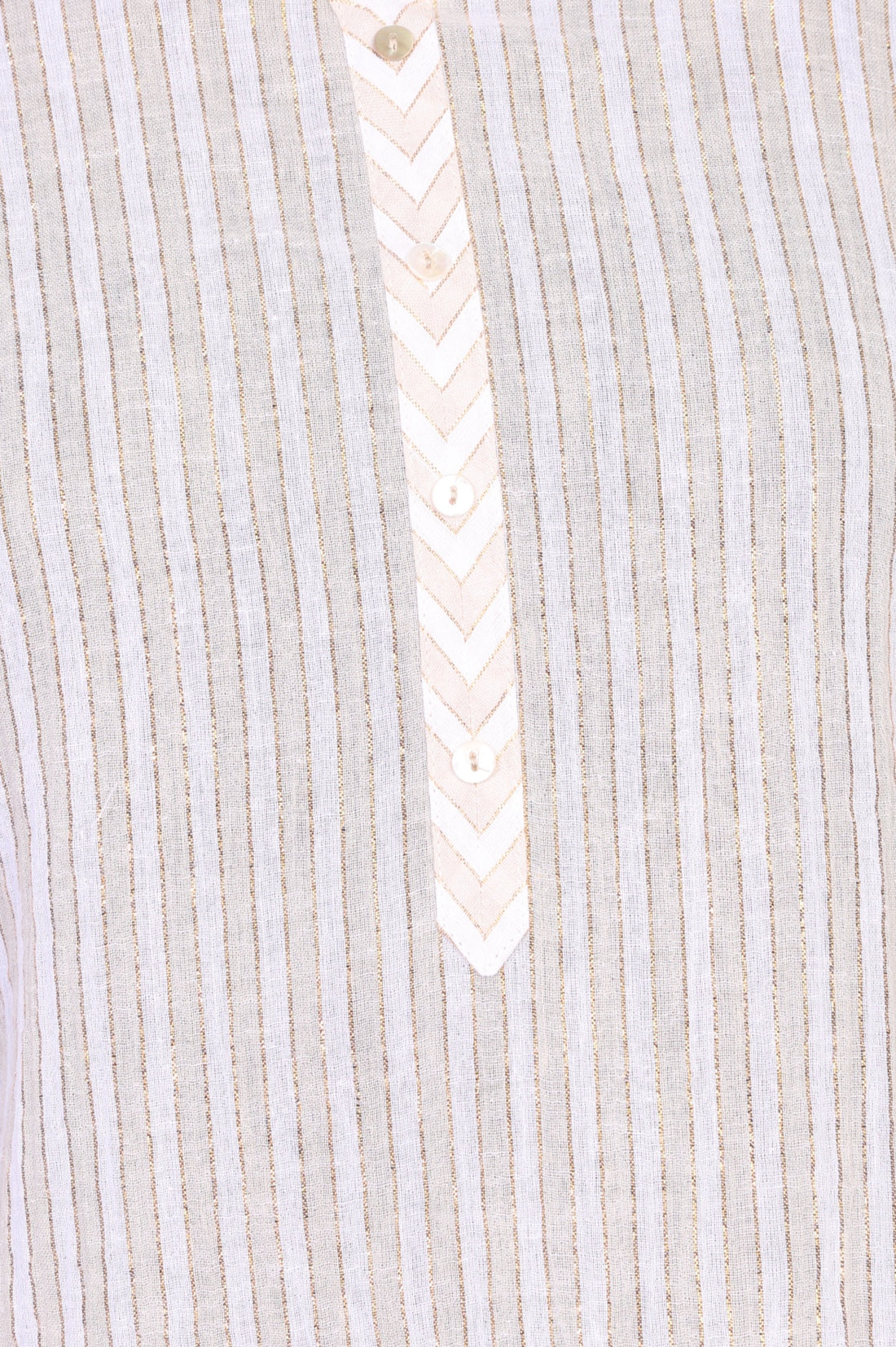 Off White Striped Yarn Dyed Cotton Lurex Straight Kurti