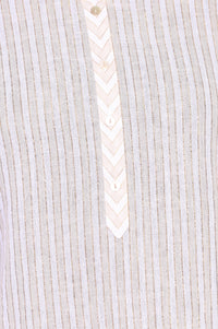 Off White Striped Yarn Dyed Cotton Lurex Straight Kurti