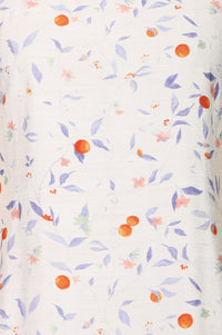 Cream Floral Printed Cotton Blend A-line Short Kurti