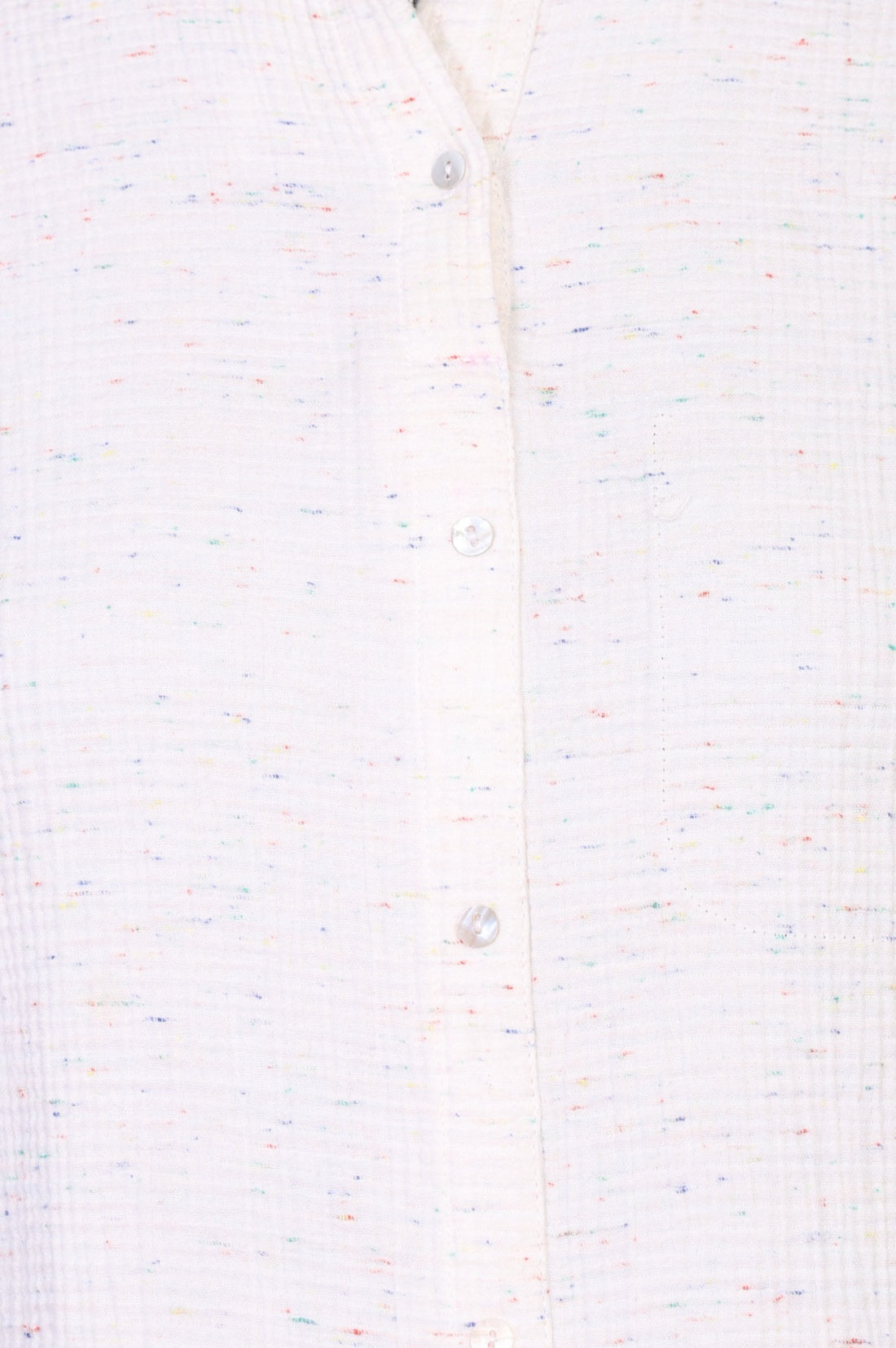 Off White Textured Yarn Dyed Cotton Blend Straight Top