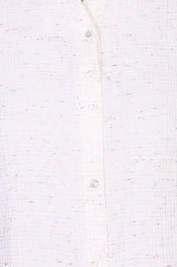 Off White Textured Yarn Dyed Cotton Blend Straight Top