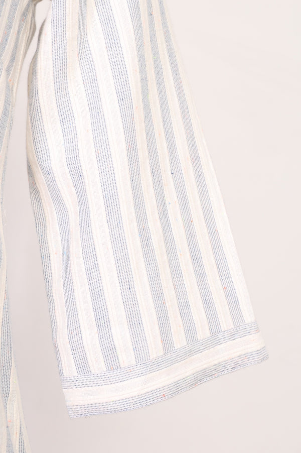White Striped Yarn Dyed Cotton Blend Straight Kurti