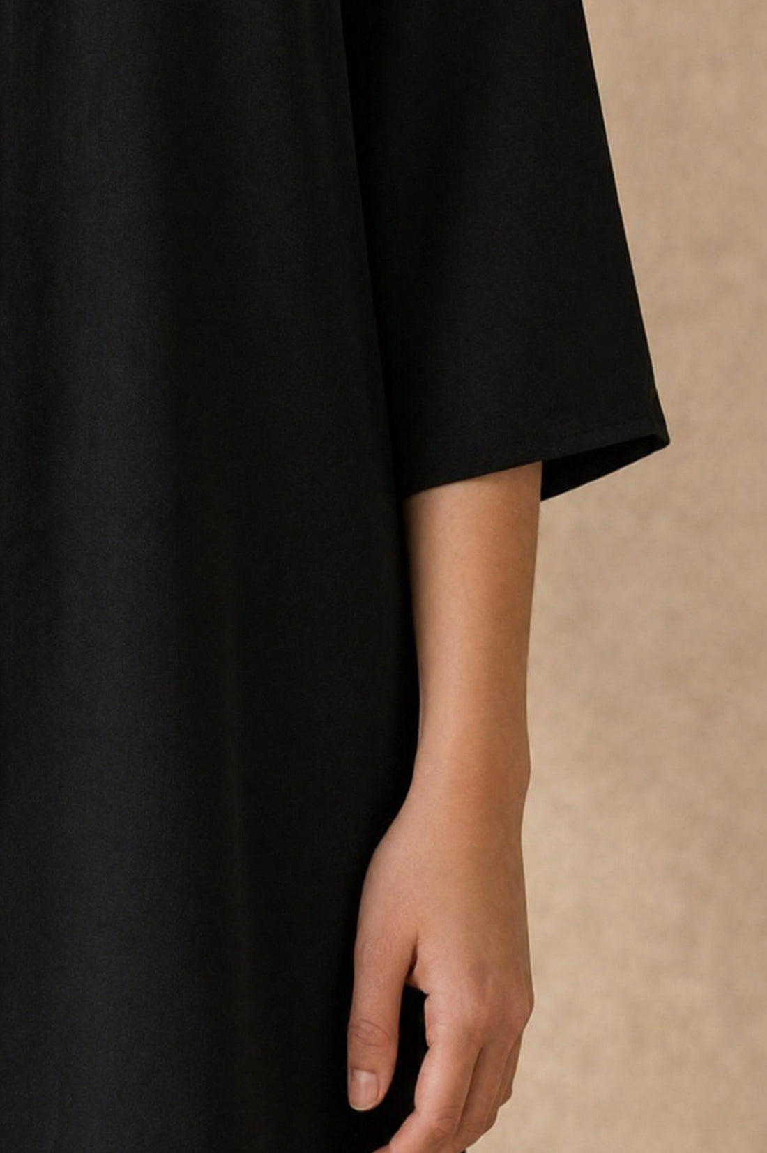 Black Solid Nylon Blend Straight Kurta