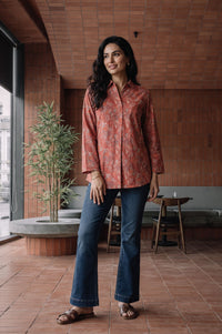 Rust Paisley Jacquard Straight Winter Top