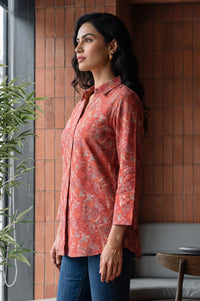 Rust Paisley Jacquard Straight Winter Top