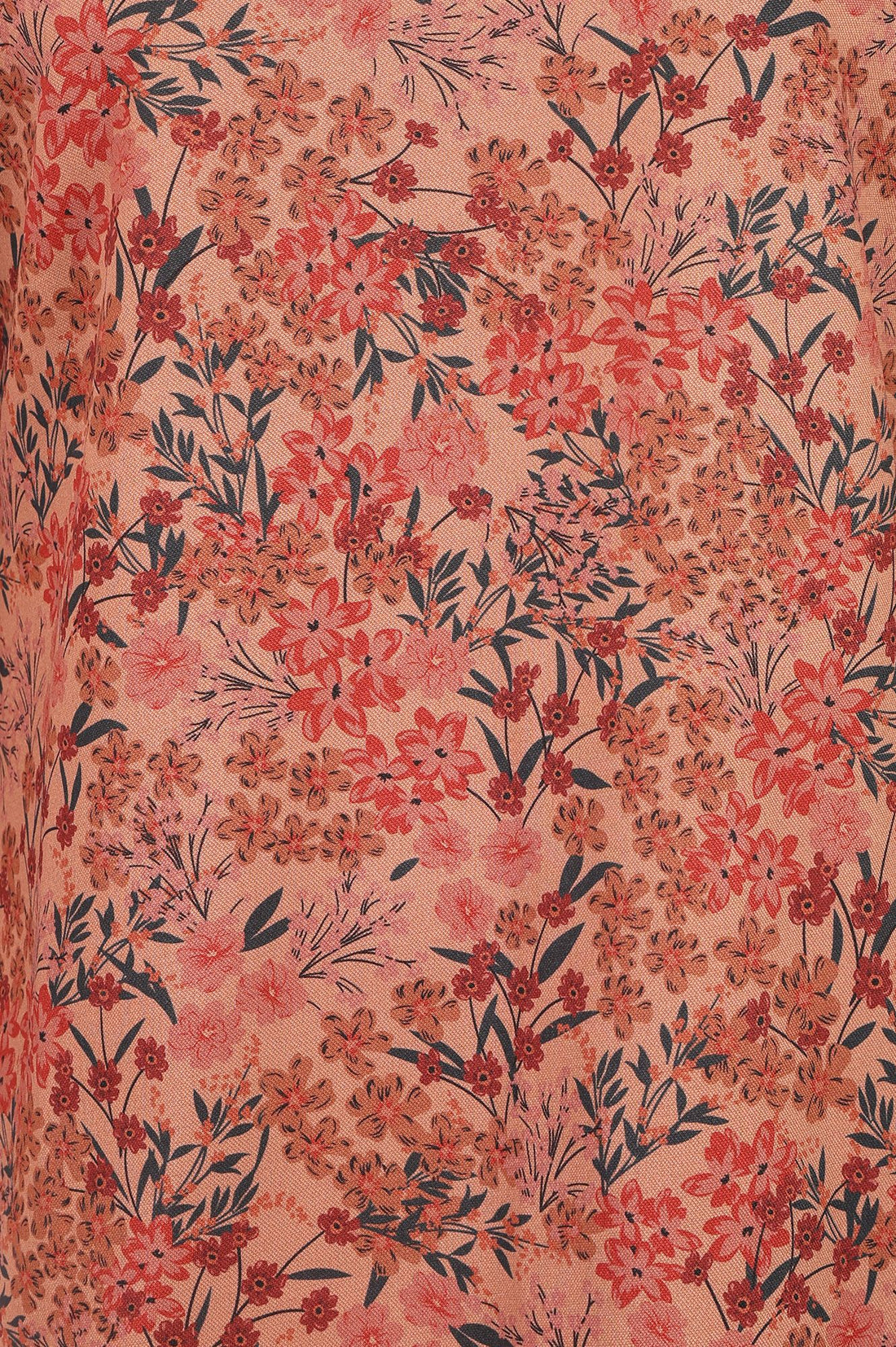 Peach Floral Printed Jacquard Straight Winter Top