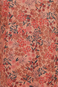 Peach Floral Printed Jacquard Straight Winter Top