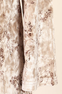 Beige Floral Printed Chenille Straight Winter Top