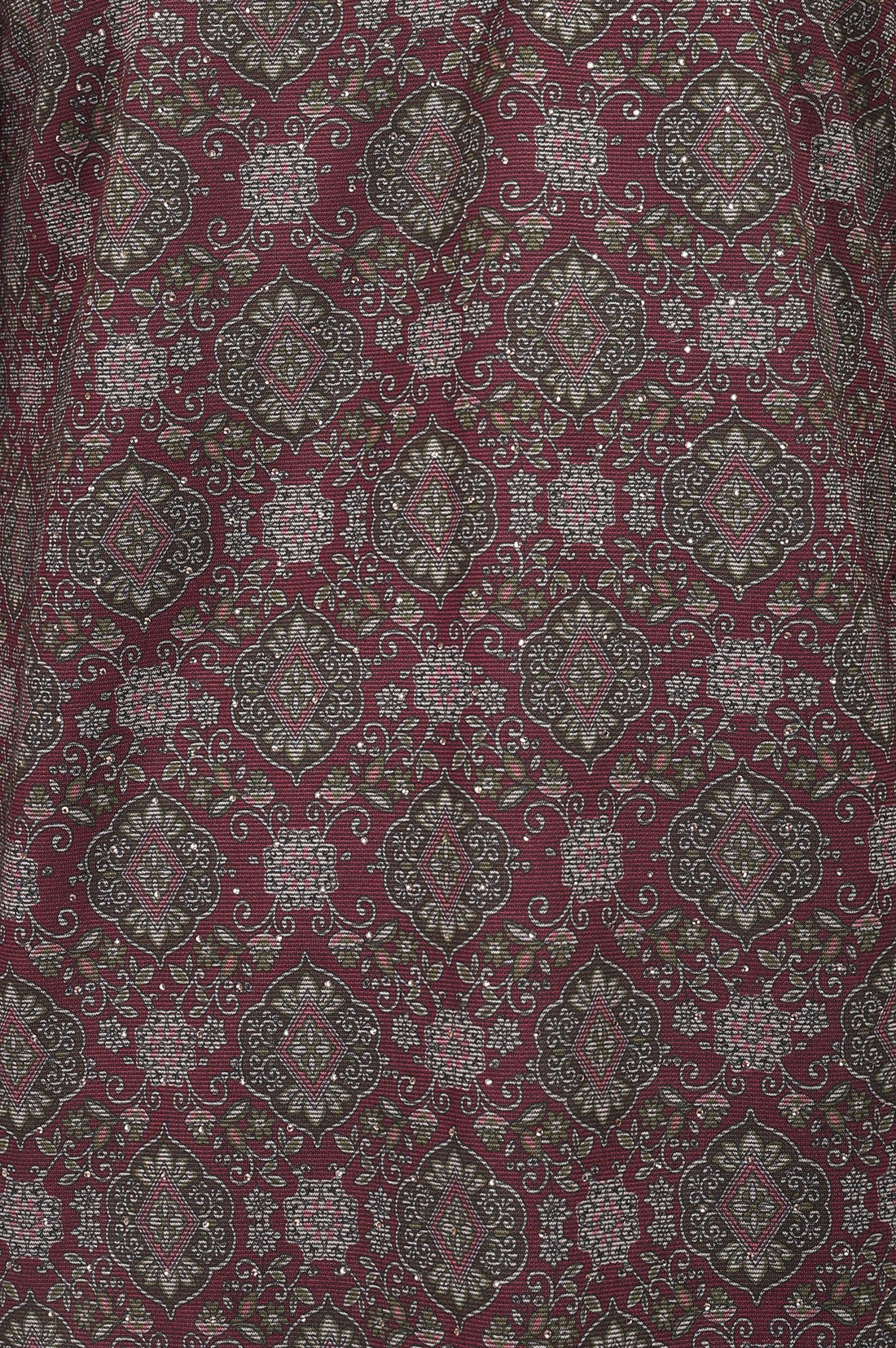 Maroon Ethnic Motifs Jacquard Straight Winter Top