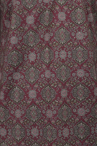 Maroon Ethnic Motifs Jacquard Straight Winter Top