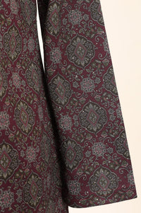 Maroon Ethnic Motifs Jacquard Straight Winter Top