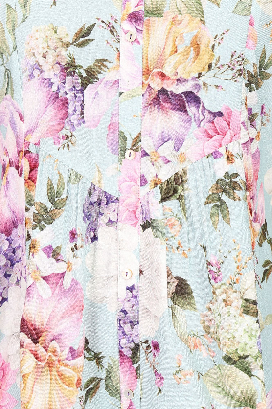 Blue Floral Printed Rayon Flared Kurti