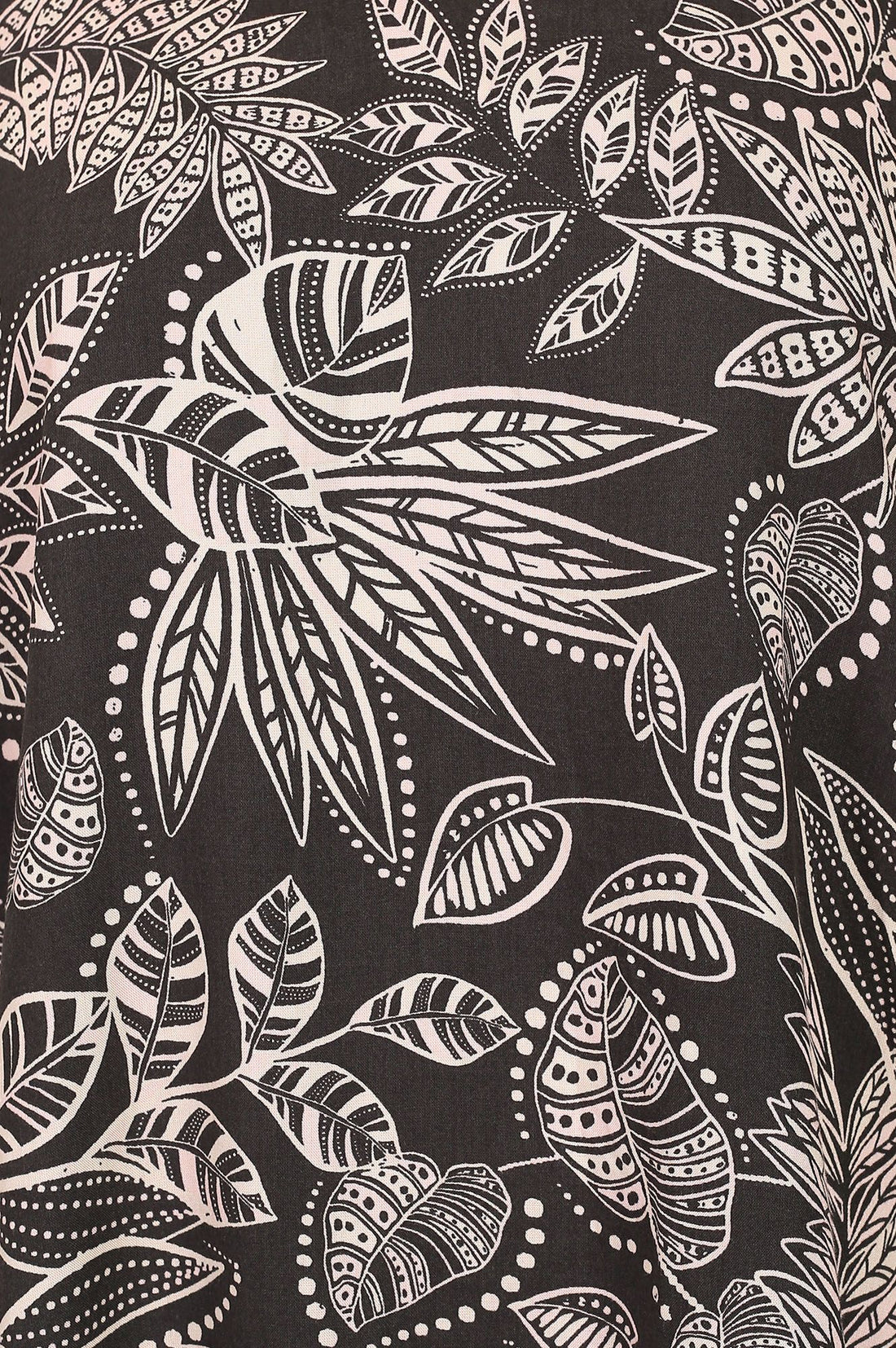 Black Floral Printed Rayon Straight Kurti