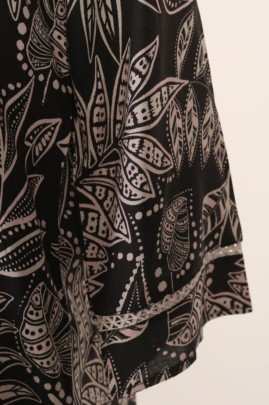 Black Floral Printed Rayon Straight Kurti