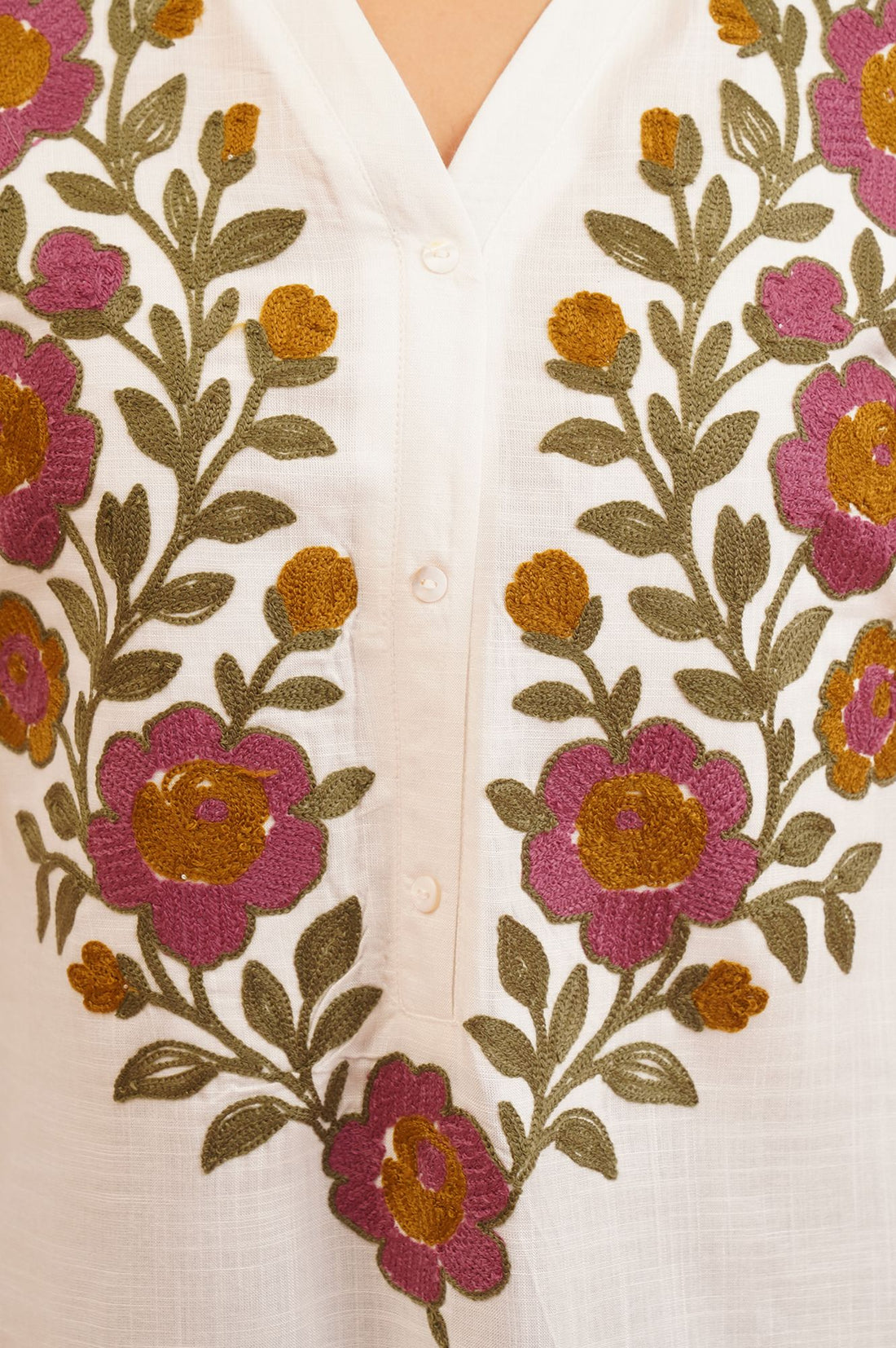 White Embroidered Rayon Straight Kurti