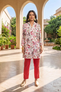 Off White Paisley Modal Straight Kurta