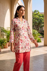 Off White Paisley Modal Straight Kurta