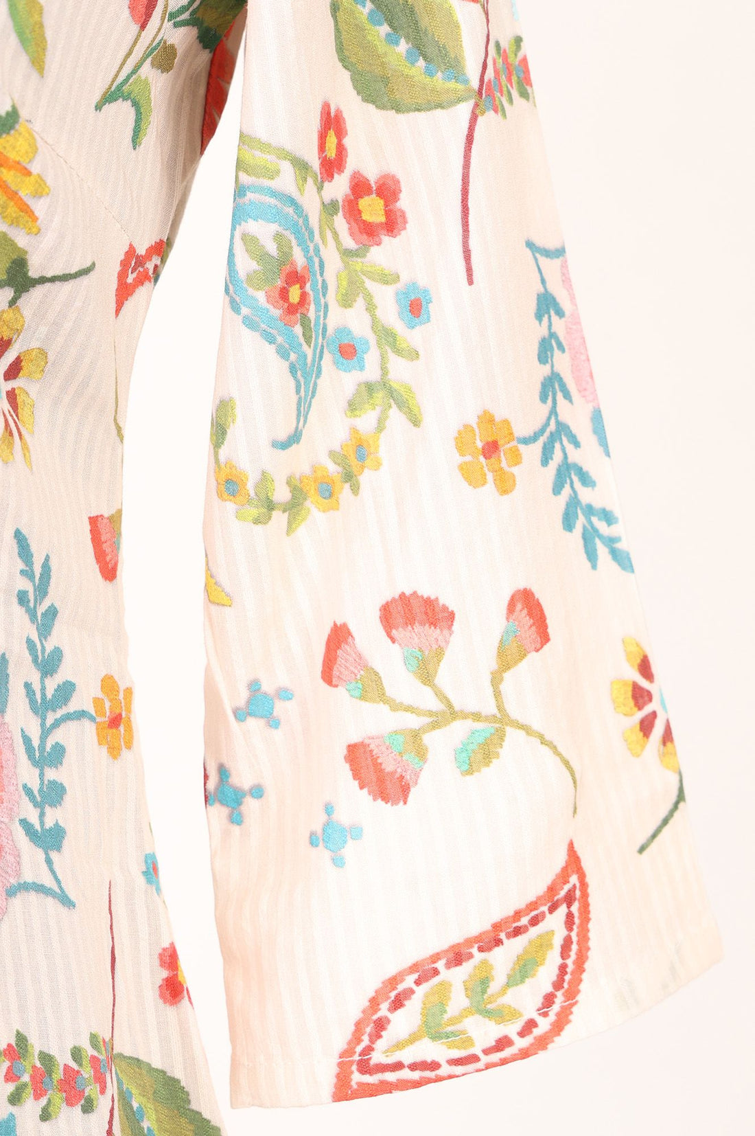 Off White Floral Printed Pure Cotton A-line Kurta with Pintucks