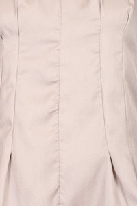 Beige Solid Satin Straight Kurti