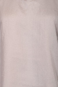 Taupe Solid Yarn Dyed Satin Straight Kurti