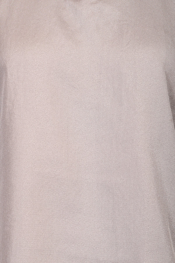 Taupe Solid Yarn Dyed Satin Straight Kurti