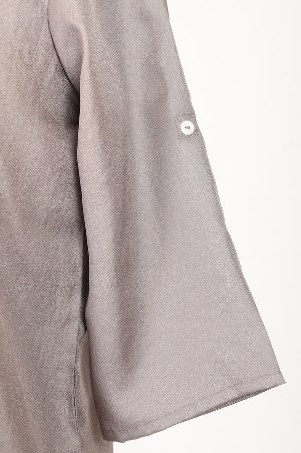 Taupe Solid Yarn Dyed Satin Straight Kurti
