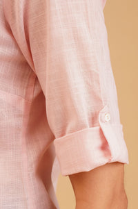 Pink Embroidered Pure Cotton Straight Top