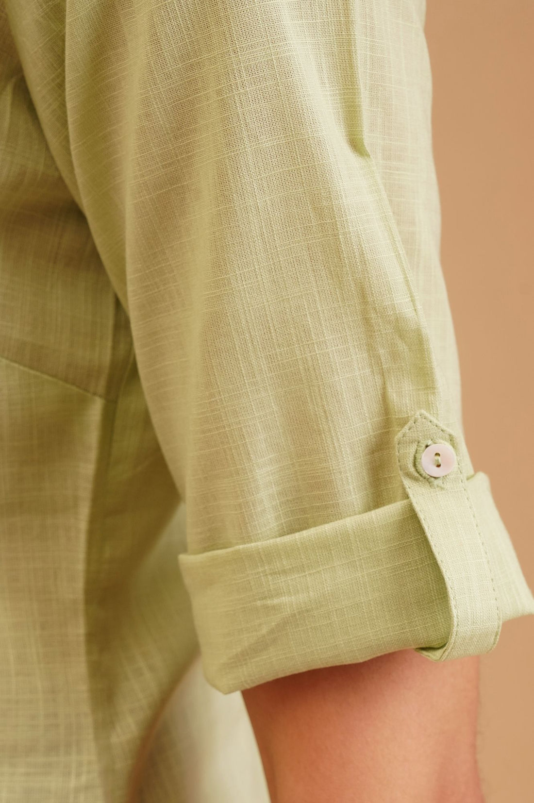 Green Embroidered Pure Cotton Straight Top