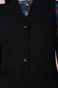 Black Solid Acrylic Straight Cardigan