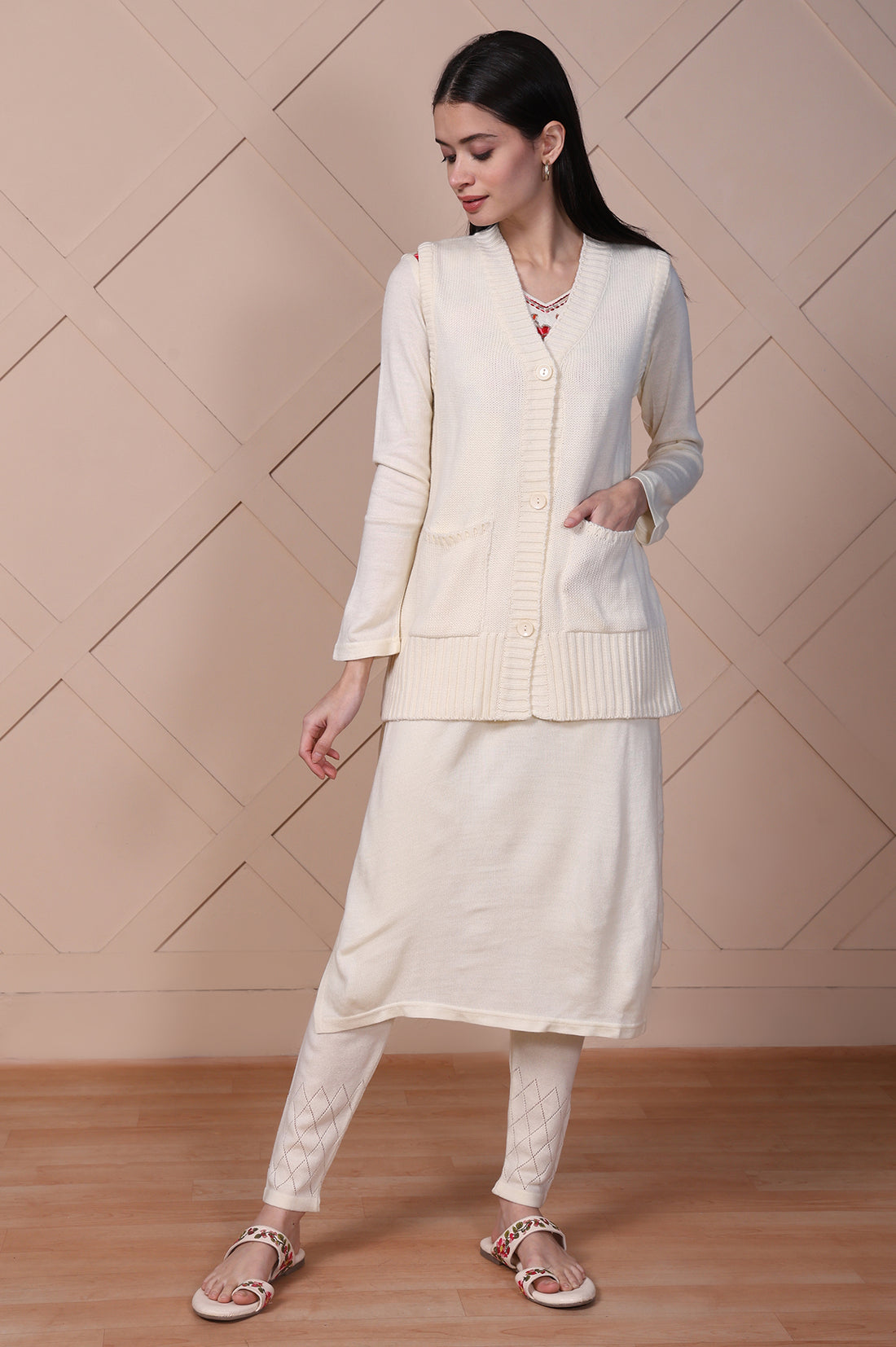 Off-White Self Design Straight Acrylic Sweater