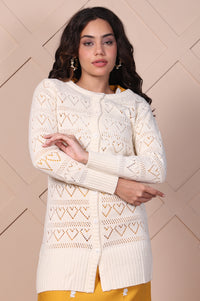 Off-White Embroidered Straight Acrylic Sweater