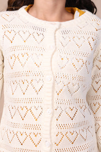 Off-White Embroidered Straight Acrylic Sweater