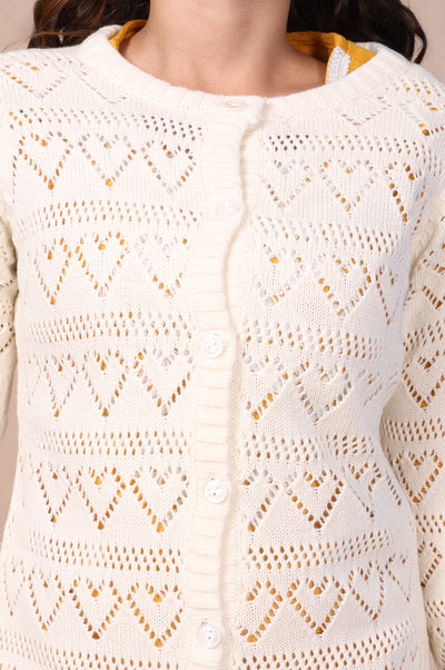 Off-White Embroidered Straight Acrylic Sweater