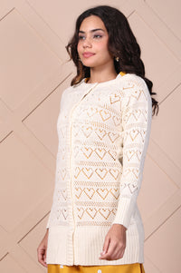 Off-White Embroidered Straight Acrylic Sweater